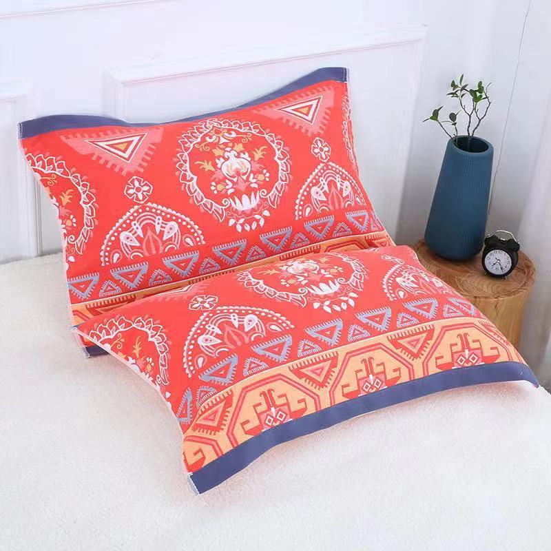 供應四層寬邊紗布枕巾52*75家用棉枕頭巾定制卡通棉情侶家用枕巾