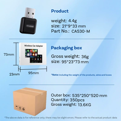 Cross-Border Carplay Box Wired to Wireless Carplay Adapter Car Connectivity Box Android Auto (Simsiz CarPlay və Android Auto) - ca530m