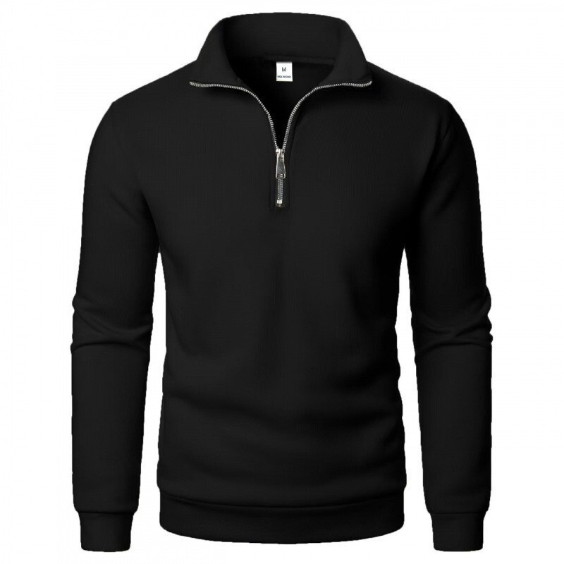 New Autumn and Winter Men's Half-Zip Stand-Up Collar Sweatshirt, Heavyweight Fleece Top, Solid Color, Versatile, Casual, Sports, Long-Sleeved New Autumn and Winter Men's Half-Zip Stand-Up Collar Sweatshirt, Heavyweight Fleece Top, Solid Color, Versatile, Casual, Sports, Long-Sleeved