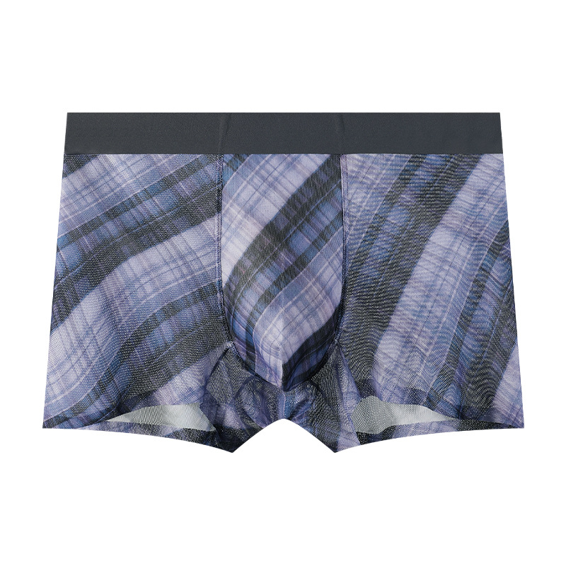 Pantalones interiores de hombre verano nuevo hielo cuadrícula de cintura media fresca malla 10A antibacteriana pantalones transpirables