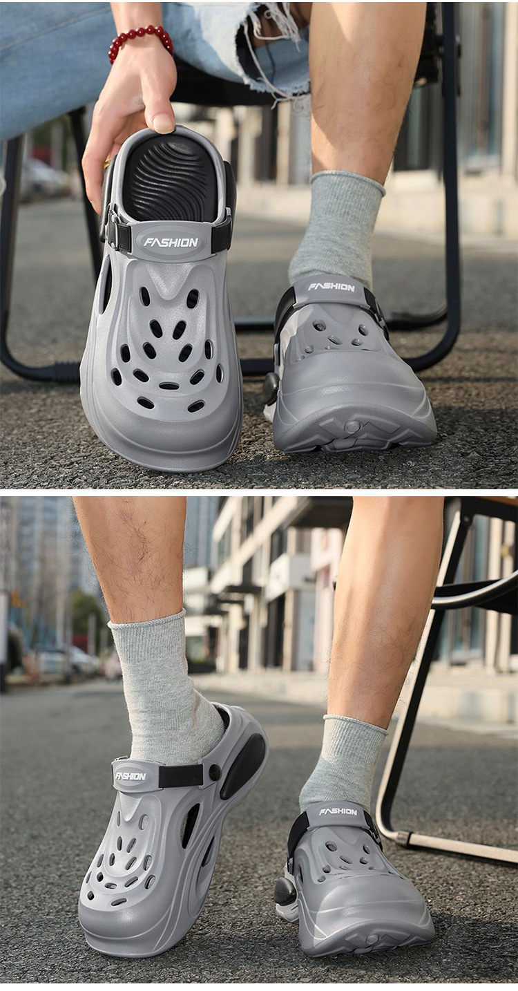 Comfortable Men's Perforated Casual Clogs For Summer Driving_voghion.com