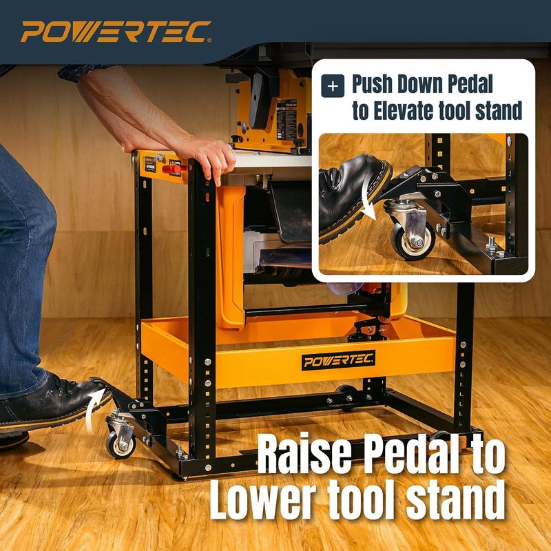 POWERTEC 翻盖工具支架 带脚轮 \u2013 移动工作台容量为 300 磅,|undefined