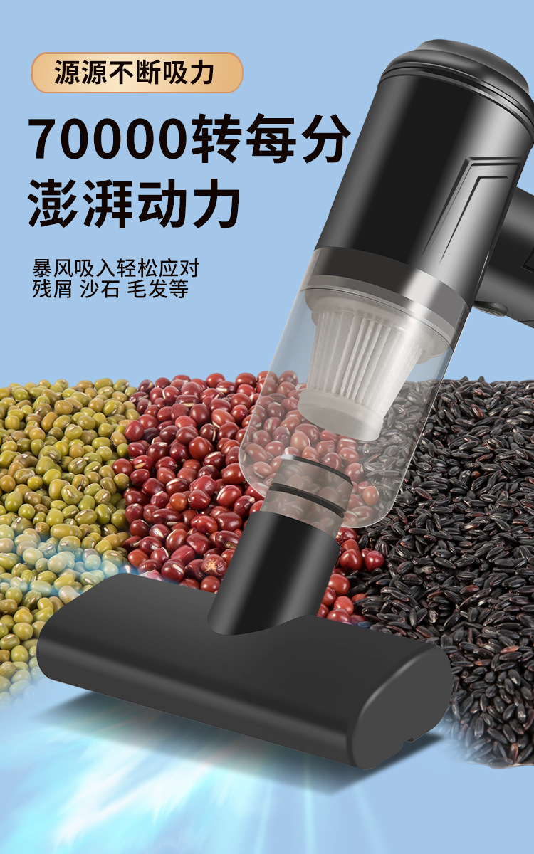 Suitable for Car Wireless Vacuum Cleaner, Powerful Blowing and Suction Dual-Purpose Household Small Handheld Power Super Suction Car