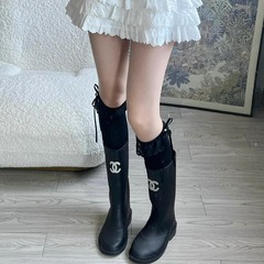 日系jk白色花邊中筒襪春夏薄款復古蕾絲小腿襪堆堆襪子女