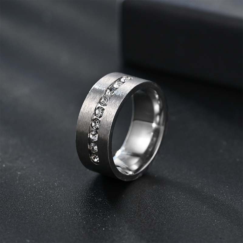 Solid Color Pattern Vacation Classic Style Solid Color 304 Stainless Steel Inlay Zircon Men's Rings Men Signet Rings