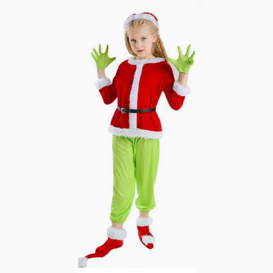 国境を越えて人気のある新しい子供クリスマス怪傑緑毛怪グリーン奇クリスマスパーティーのキャラクター衣装|undefined