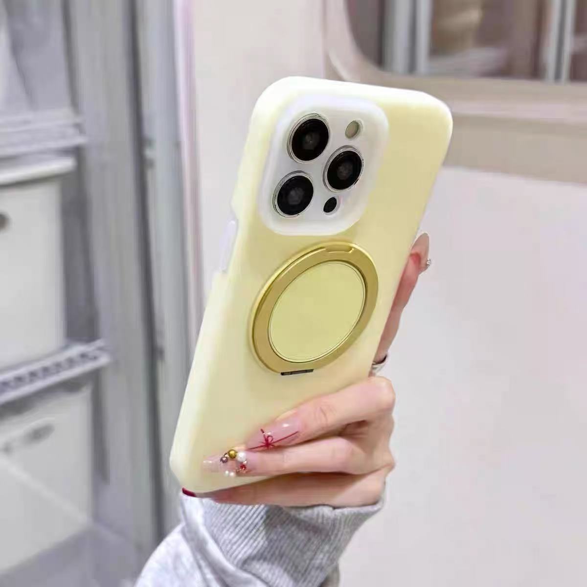 Soporte magnético de gelatina de color sólido simple 360 para iPhone16ProMax Apple 15/14 funda para teléfono móvil 13 mujer