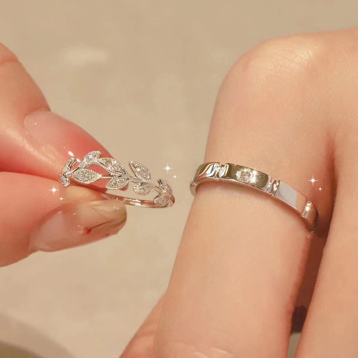 Coppia di fedi nuziali in argento Sterling con zolletta di zucchero e incontro romantico, per uomo e donna, per San Valentino_voghion.com