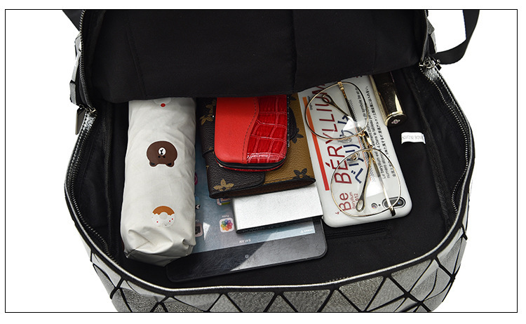 2024 Frühjahr Neue Geometrie Lingge Stoßdämpfende Große Kapazität Unisex PU Computer Rucksack_voghion.com