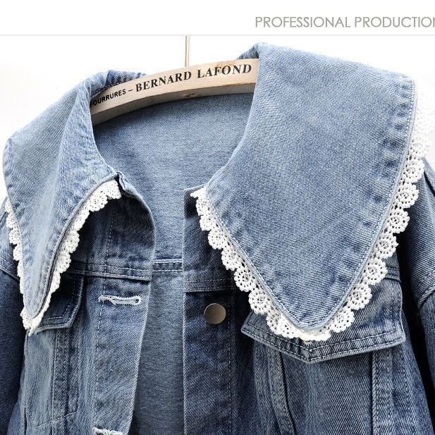 Autumn cute doll, denim long-sleeve, short jacket, oversize