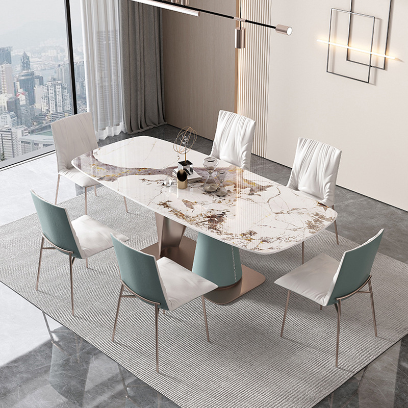 TJHDDH830岩板餐桌简约北欧餐厅餐桌轻奢高端家用长方形饭桌