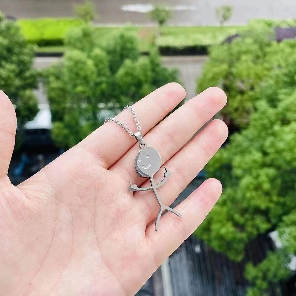 Collier en acier inoxydable tendance et mignon pour couple avec graffiti de dessin animé personnalisé et amusant_voghion.com