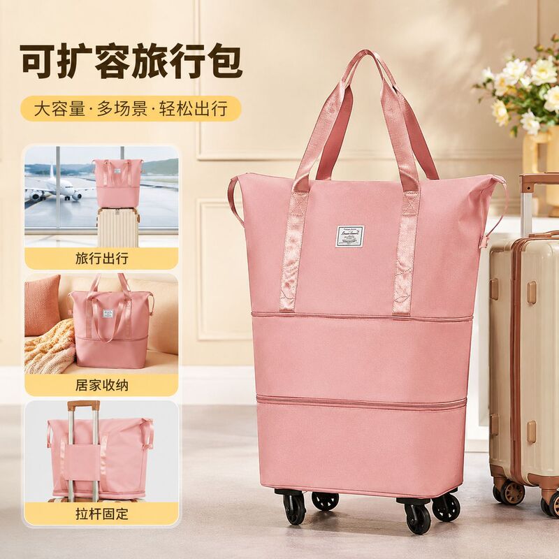 Business Travel Bag with Smooth Wheels, Portable Storage Bag for Workplace Commuting, Wear-Resistant Layered Expandable Carry-On Luggage Bag