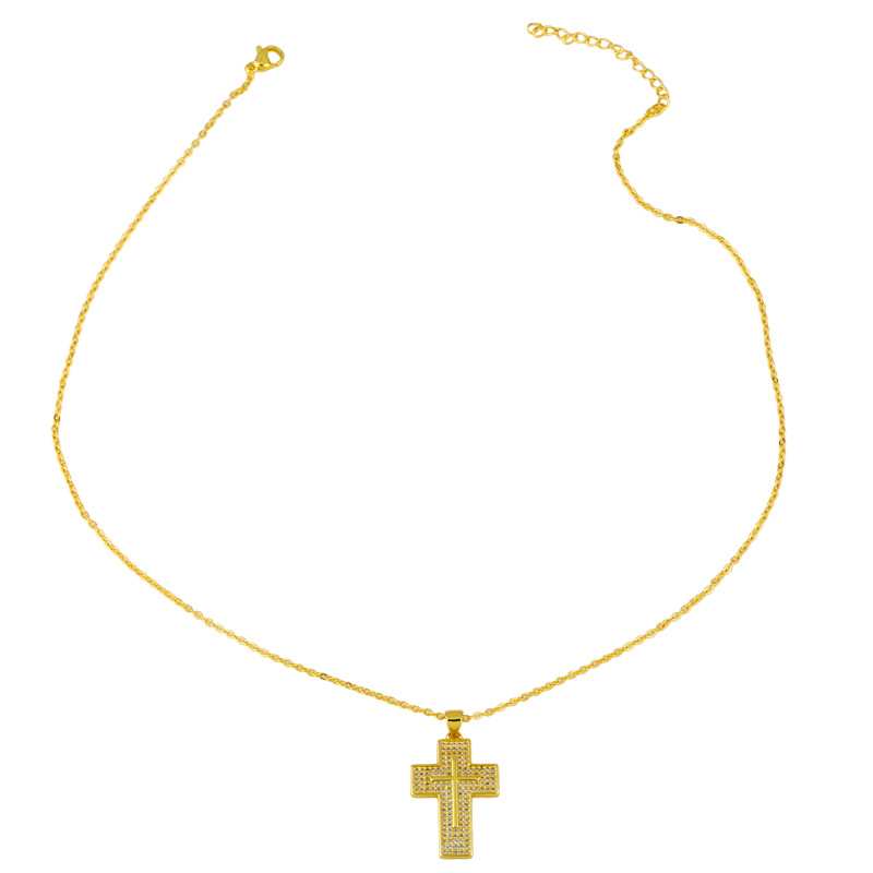 new micro-inlaid zircon hip hop cross necklace