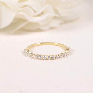 Diamond Row Ring 18K Gold Inlaid Cultured Diamond Ring for Women 14K Gold Fashion Classic Row Diamond Ring Stackable