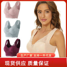 跨境外贸大码内衣女小胸聚拢无钢圈上托收副乳防下垂夏文胸跨境欧