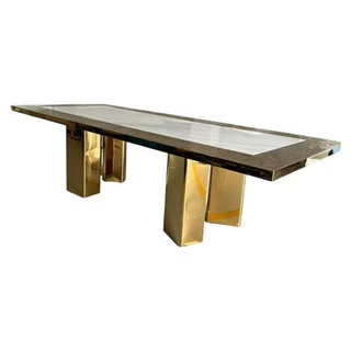 Italian light luxury Gold Frame Marble Dining Table