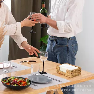 餐巾篮矩形水葫芦餐巾架编织藤条柳条晚餐纸巾盒托盘适用浴室桌面