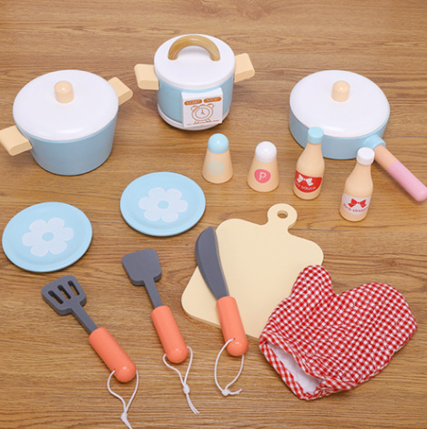 Juguetes de cocina para niños de madera simulación juego de simulación de Casa electrodomésticos cocinar y cocinar traje niños y niñas jardín de infantes