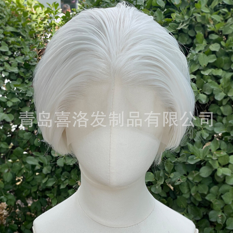 Amazon's New Pure White Wig 13X4 Lace Front Wig Cosplay Free Part Matte High-Temperature Fiber Everyday Style