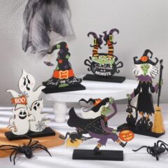 ハロウィン木製テーブルセンターピース魔女ゴーストカボチャラグドール装飾ホームハロウィンパーティー用品