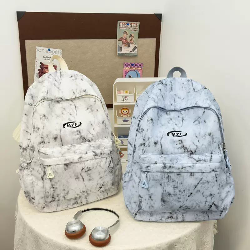 韩系简约个性扎染大容量双肩包女初高中学生百搭轻便书包休闲背包