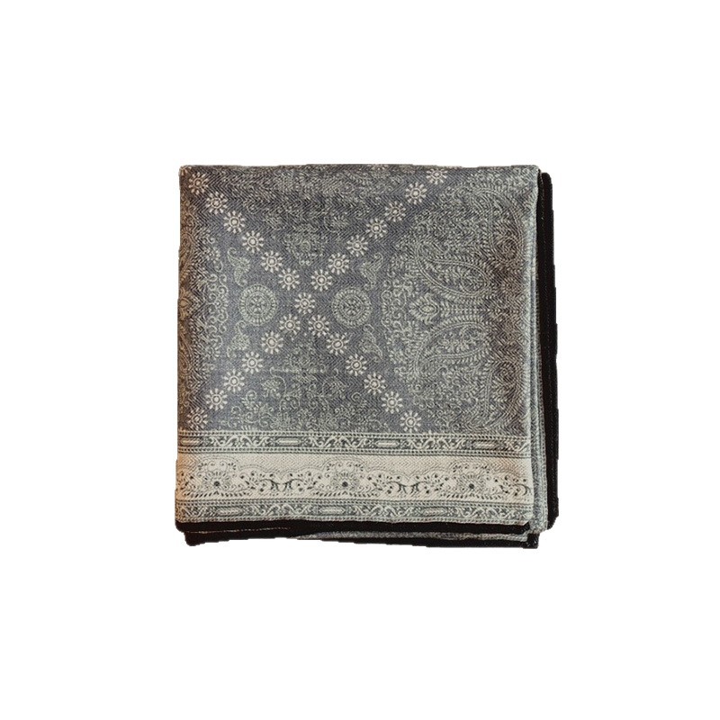 Paisley Classic 65cm Silk Wool Scarf Double-Sided Women's Luxury Winter Neck Square Scarf - Thumbnail 5