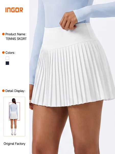 Summer Tennis Skirt for Women, Sports Half-Skirt, Fitness Yoga Badminton Skirt with Lining, Anti-Exposure, Pleated, Cross-Border, in Stock