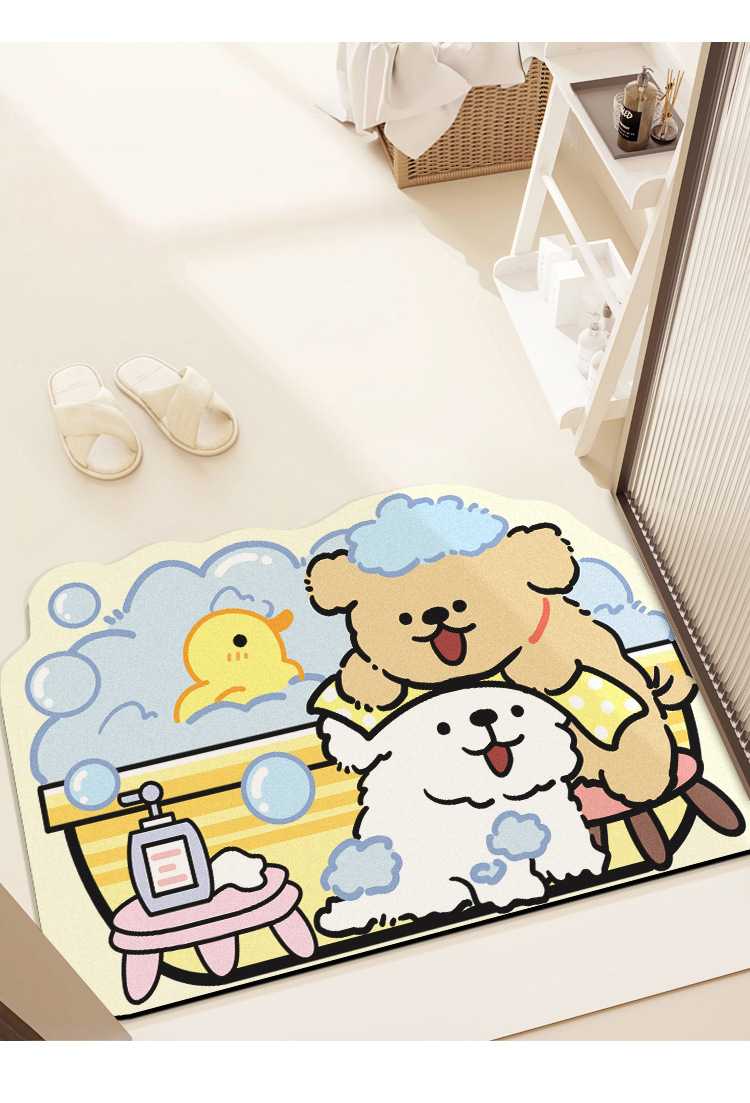 Cartoon Diatom Mud Absorbent Mat Bathroom Non-slip Foot Mat Bathroom Quick-drying Door Mat Household Wear-resistant Easy-care Floor Mat