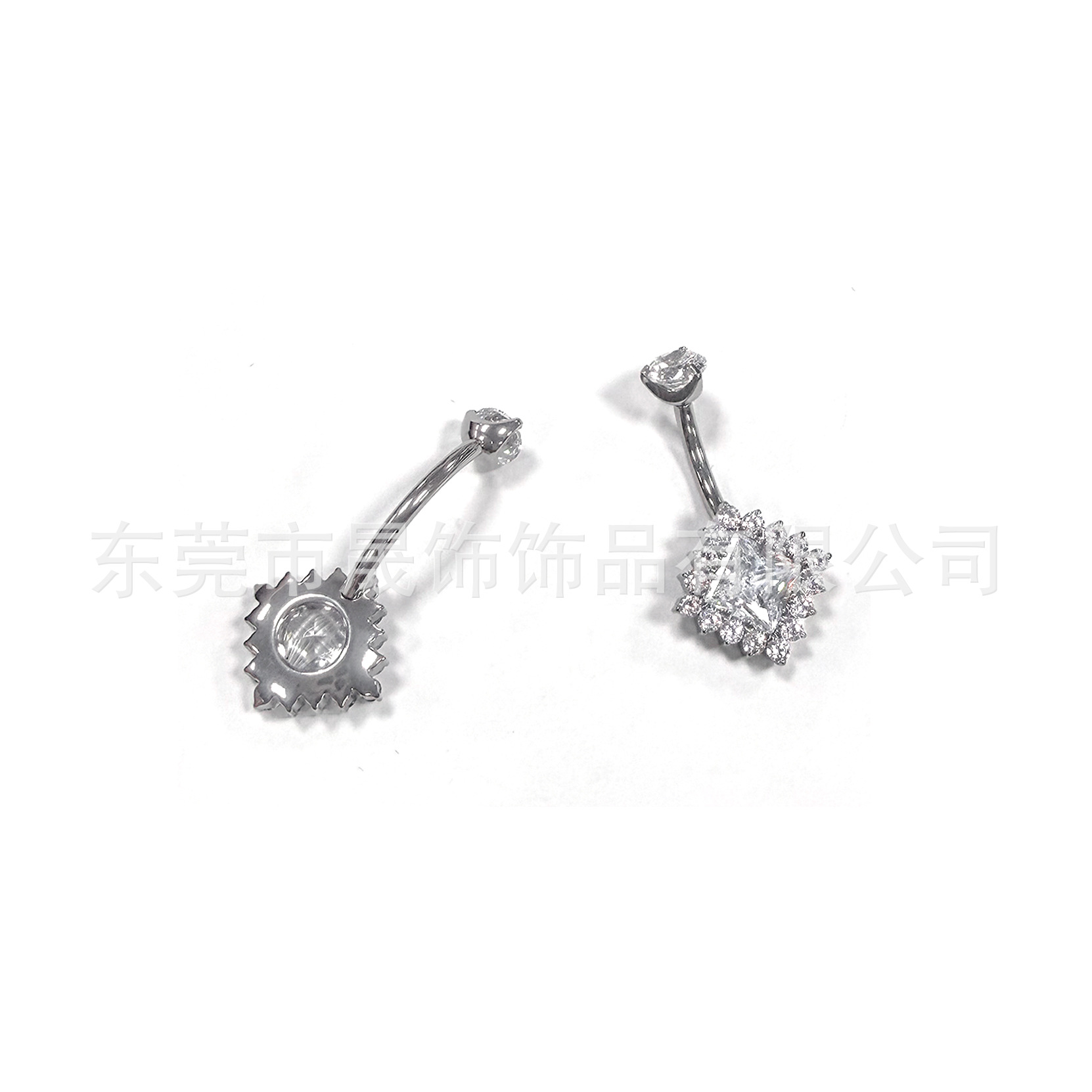 F136 Titanium Alloy 肚 Navel Ring Studded 方 Cubic Zirconia 内牙 Navel Ring G23 Titanium 人体 Piercing 脐饰