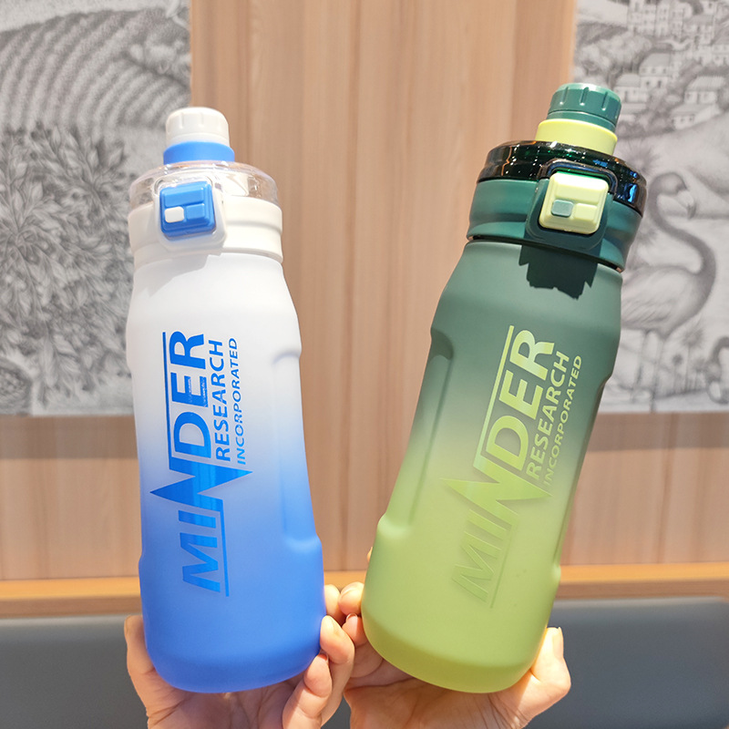 estudiantes de alto valor facial portátiles de acondicionamiento físico botella de agua al aire libre de gran capacidad de color gradiente taza de plástico doble bebida