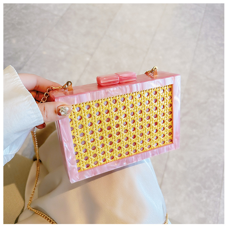 New fashionable green wicker acrylic bag for cross-border foreign trade women, evening bag, single-shoulder crossbody banquet clutch undefined