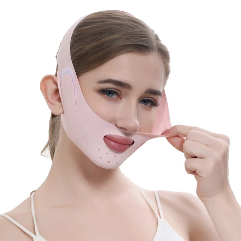 Pulls up night mask, elastic bandage