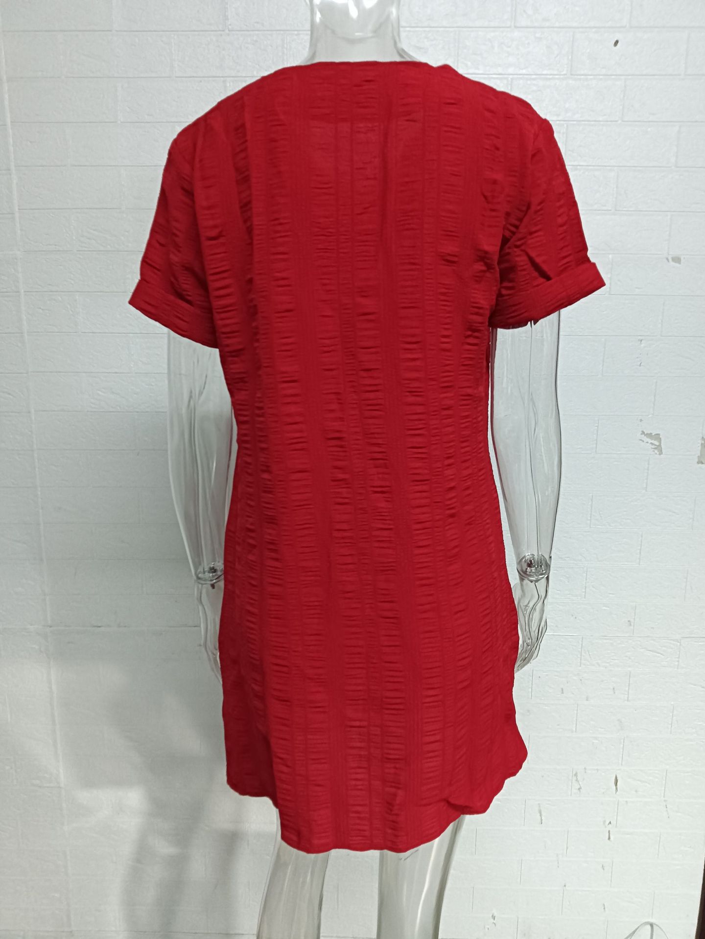 210g Weight Knee-Length Dress Length Type Short Sleeve Sleeve Length Regular Dress Dresses Type Regular Sleeve Sleeve Type Spandex, Polyester Fabric Type Mid Waist Waist Line Daily Occasion V Neck Neckline Regular Fit Fit Type Solid Color Pattern Summer, Spring Season Women's Gender Casual, Elegant Style Wholesale Women's Casual Elegant Solid Color Daily V Neck Short Sleeve Regular Dress 5