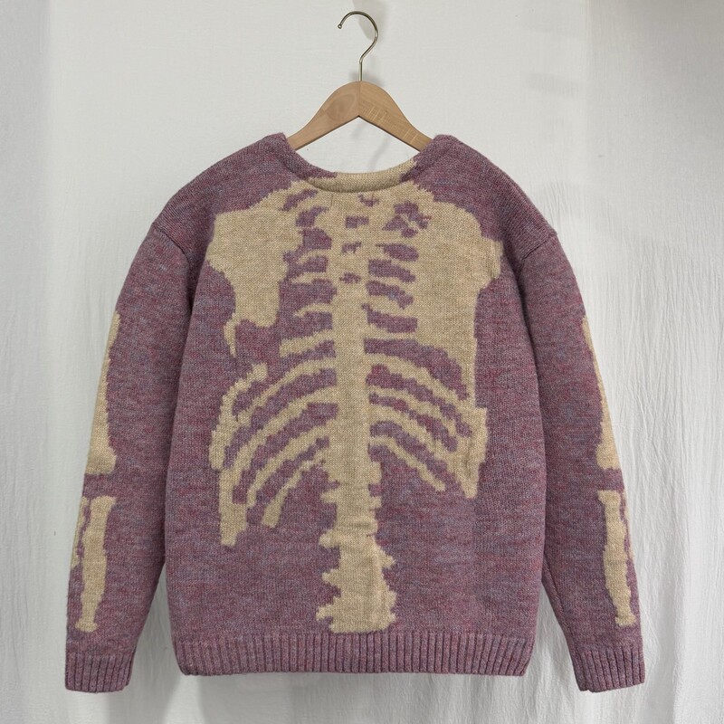 Kapital vintage Hiroshi Hirata V-neck Rib Skeleton Japanese Knitted Loose Cardigan Sweater