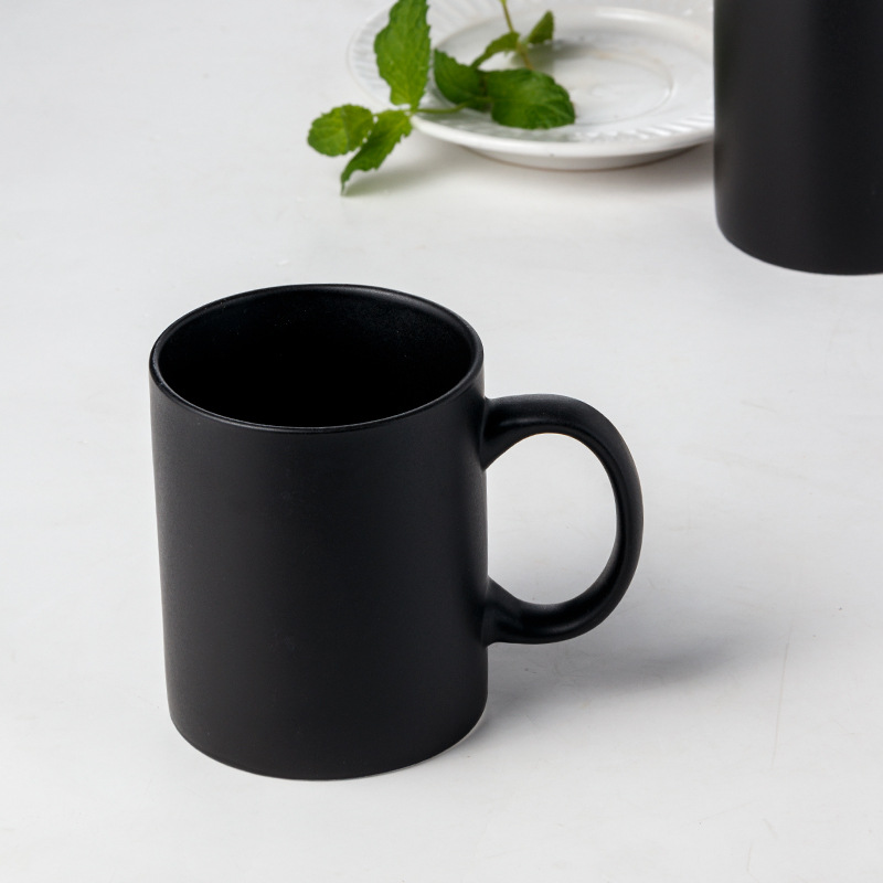 马克杯创意哑光黑色大容量简约陶瓷磨砂咖啡杯logo定制酒店批发