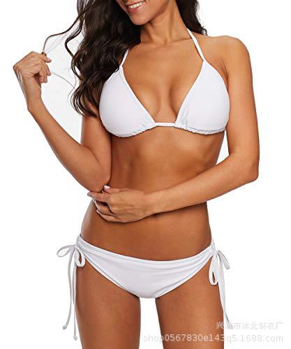 Set de Bikini Triángulo con Cordones Set de 2 Piezas de Nylon con Almohadilla sin Aros para Natación y Playa