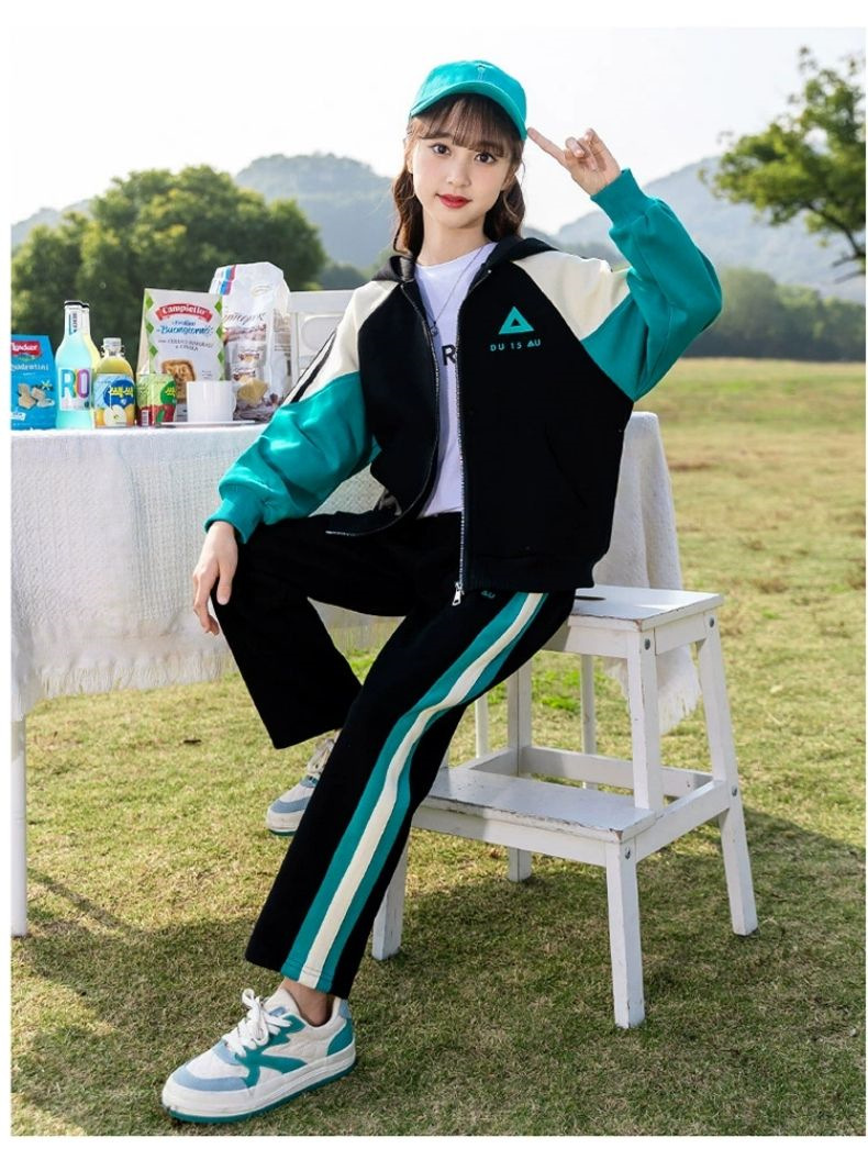 Girls' Set 2023 and Autumn New Zhongda Children's Baseball Suit Academy Style Spring Sports Fashionable Two piece_voghion.com