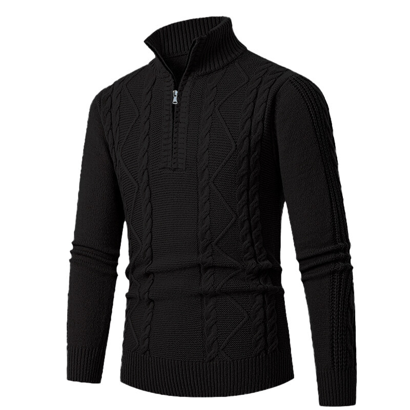Men's Slim-Fit Knit Sweater – Korean-Inspired Layering Piece (Brown/Dark Gray/Black/Khaki, M-3XL)_viptrois.com