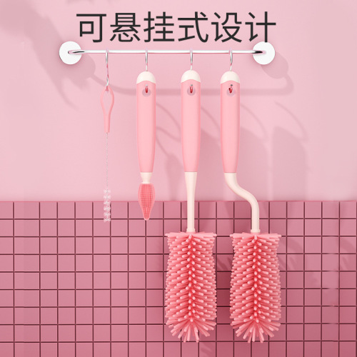 Rotatable bottle brush 3-piece set nipple brush straw brush baby bottle cleaning baby special cleaning set