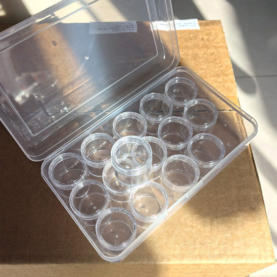 15 cans set transparent small round cans acrylic 15 sub-packaging storage box earrings accessories nail drill storage jar