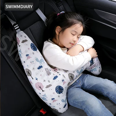 Seat belt shoulder pad | car seat belt anti-collar - forest-bear-removable-and-washable-liner-pure-cotton-fabricbreathable-style