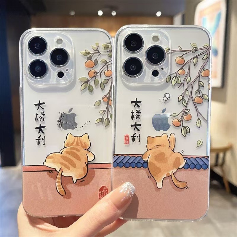 Big Orange para iphone16promax funda para teléfono móvil transparente Apple 15 anti-caída 14pro Japón y Corea 13/12