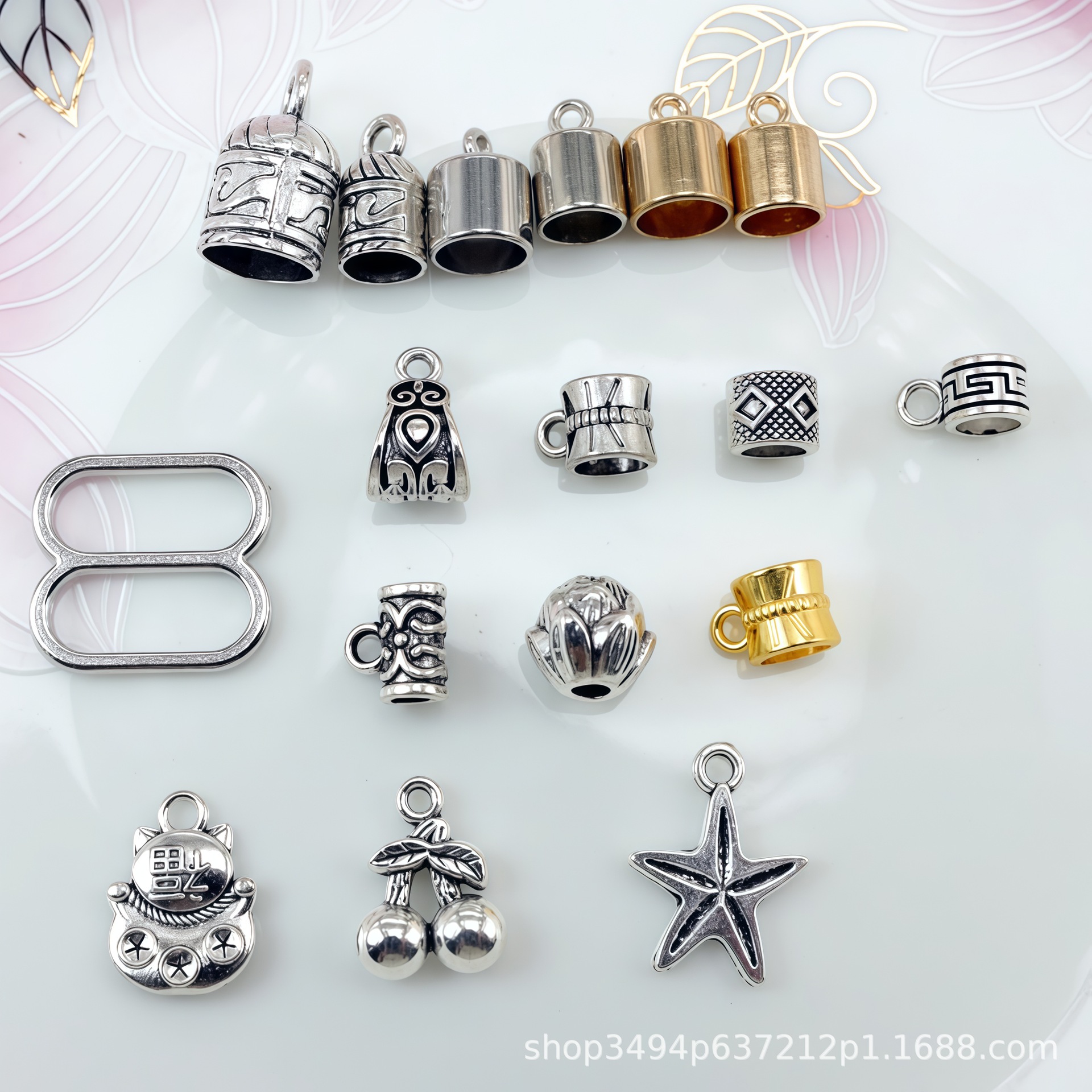 DIY Jewelry Accessories Alloy Three-Way Hanging Head Elbow Connection Buckle 4mm Large Hole Weight Cross-Border Hot-Selling Necklace Hanging Hole