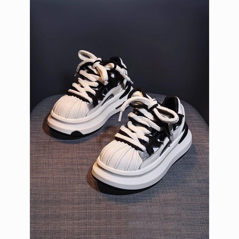 Breathable Thick-Soled Trendy Shoes for Women 2026 Spring and Autumn New Designer Style Niche Color-Blocking Shell Shoes Mesh Casual Sneakers Breathable Thick-Soled Trendy Shoes for Women 2026 Spring and Autumn New Designer Style Niche Color-Blocking Shell Shoes Mesh Casual Sneakers