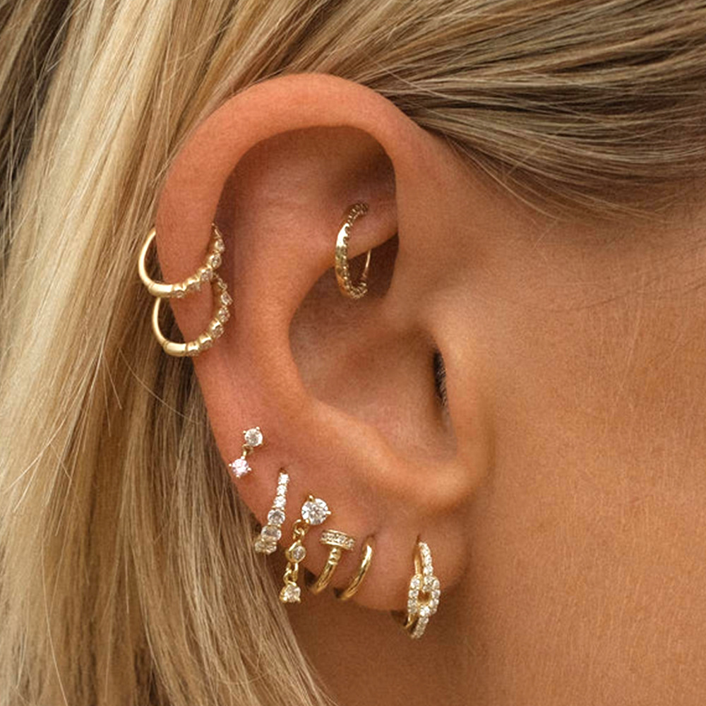 Fashion Geometric Sterling Silver Inlay Zircon Drop Earrings 1 Pair