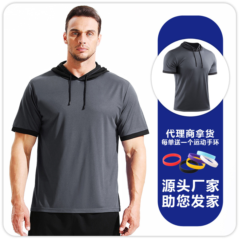 2025 ropa deportiva con capucha de verano, correr, montañismo, color a juego, camiseta de fitness, top de entrenamiento de manga corta cómodo y de secado rápido image 7