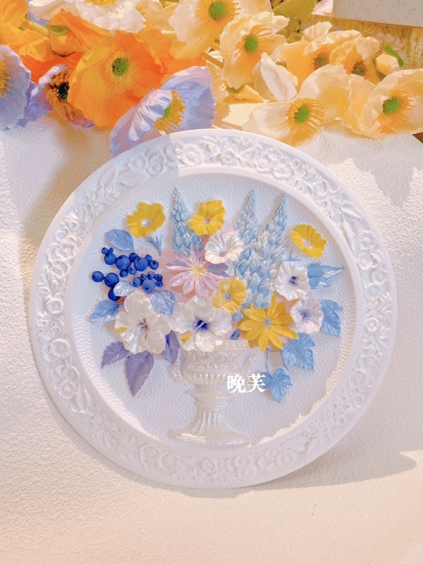 新しいかわいいアロマの花の石膏3d立体浮彫画の置物のミニカラーの絵の落書きの置物|undefined