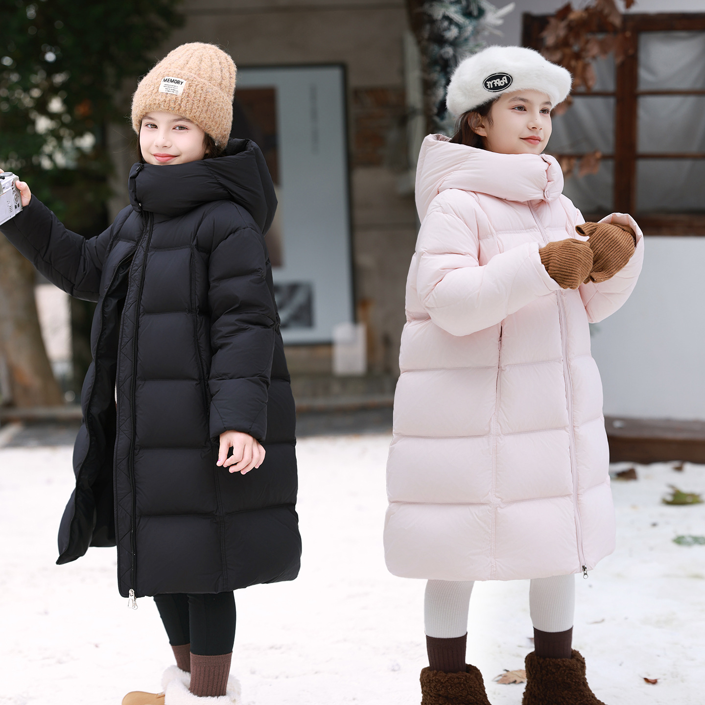 2025儿童羽绒服中长款女孩冬季新款中大童洋气白鸭绒童装加厚外套
