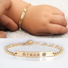 跨境专供自定义宝宝姓名手链不锈钢可调节婴儿儿童生日手链
